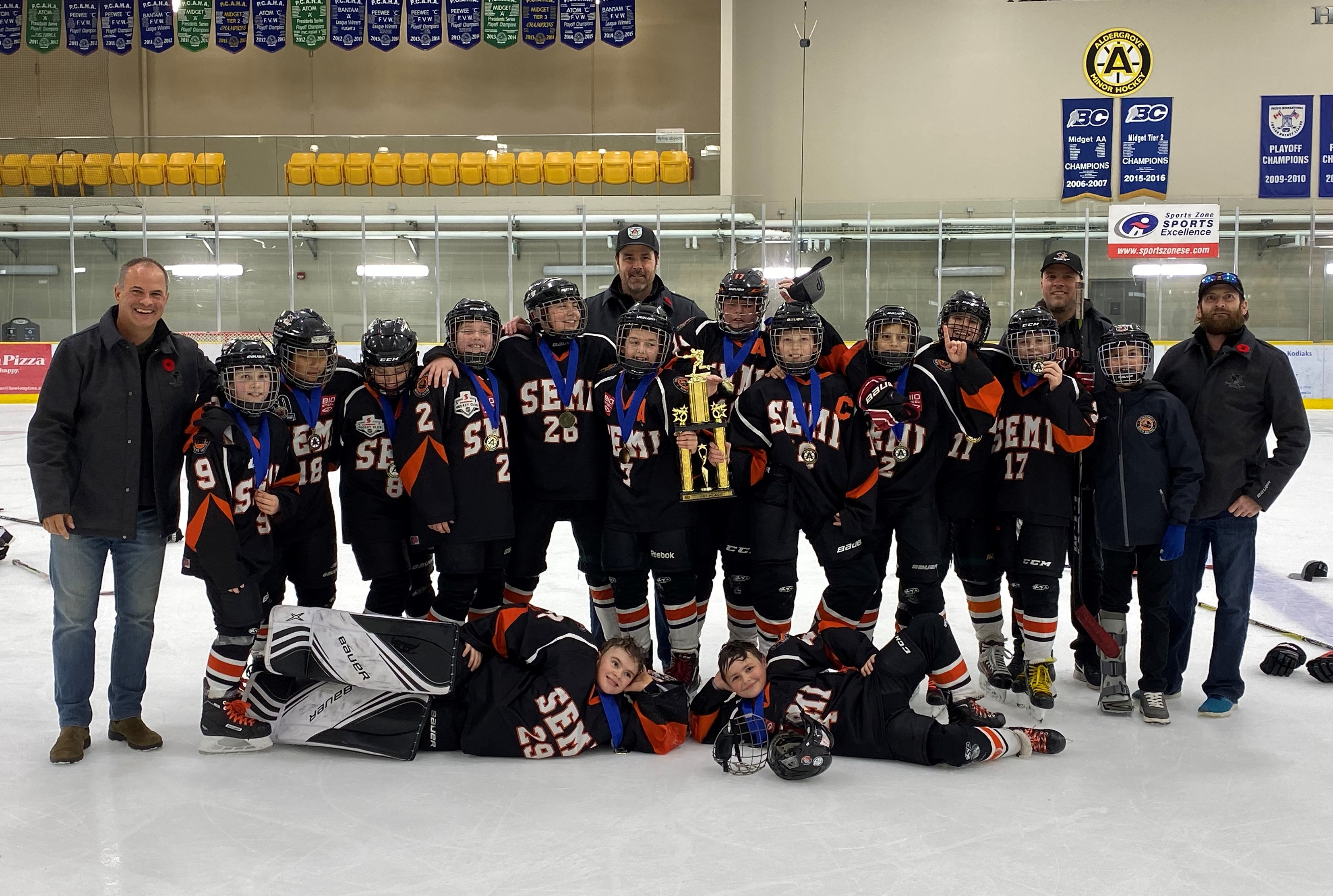 PeeWee C1 captures gold at the Aldergrove Remembrance Day tournament.